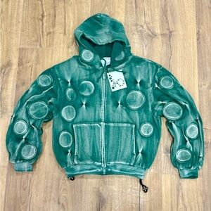 NWT BAD SON SPCTRM Green Hoodie with Circle Design, Unisex